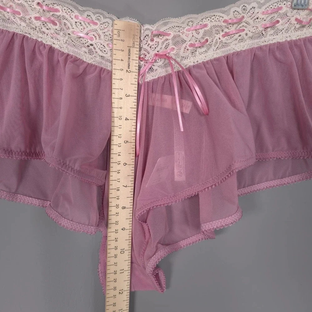 ANTHROPOLOGIE LYREBIRD Womens New Panties Lingeries MEDIUM Lace Mesh Pink